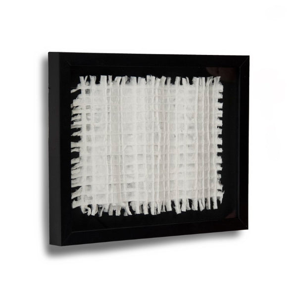 Zentique Abstract Paper Framed Art — Minimalist Pine Frame Collage with Neutral Texture for Calm, Contemporary Spaces White Paper in Black Frame ZEN22264B