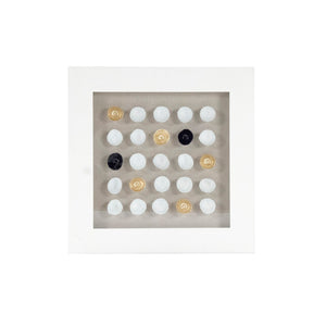 Zentique Abstract Framed Art – Captivating Modern Decor With Ceramic Shells For A Sophisticated Home Ambience White Gold And Black Ceramic Shells In White Frame Mdf,Glass Zen22362a