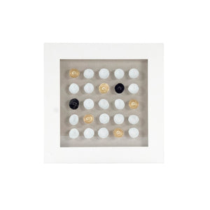 Zentique Abstract Framed Art: Contemporary Neutral Abstract Wall Décor with Glass Face, Ready-to-Hang Modern Focal Piece White Gold and Black Ceramic Shells in White Frame ZEN22362A