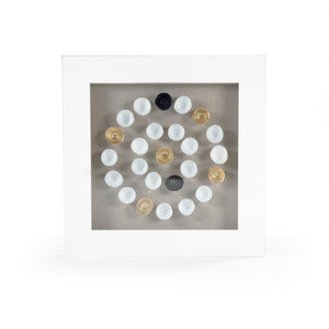 Zentique Abstract Framed Art – Captivating Modern Decor With Ceramic Shells For A Sophisticated Home Ambience White Gold And Black Shells In White Frame Mdf,Glass Zen22362b