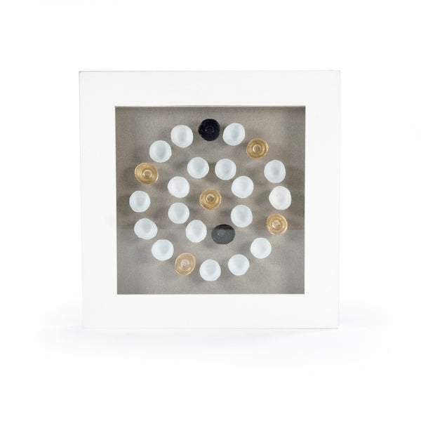 Zentique Abstract Framed Art – Captivating Modern Decor With Ceramic Shells For A Sophisticated Home Ambience White Gold And Black Shells In White Frame Mdf,Glass Zen22362b