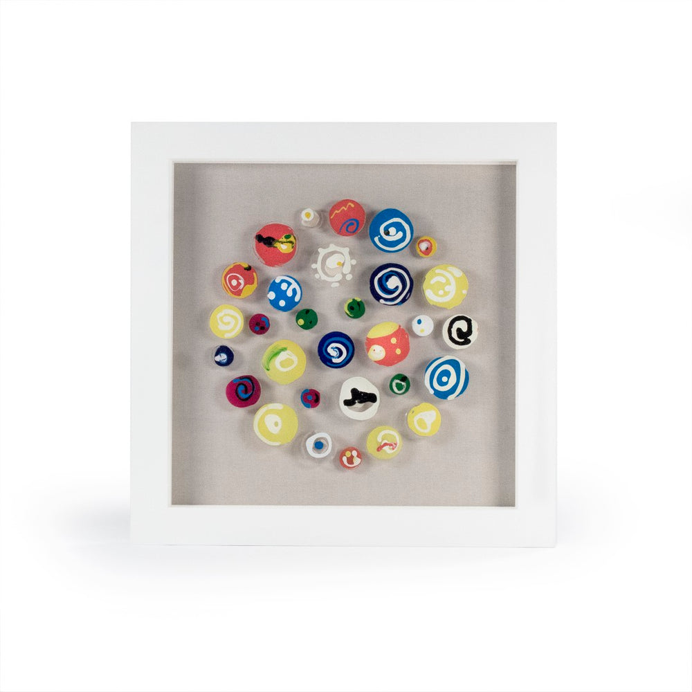 Zentique Abstract Framed Art – Captivating Modern Decor With Ceramic Shells For A Sophisticated Home Ambience Multi,Colored Acrylic Circles In White Frame Mdf,Glass Zen22372a