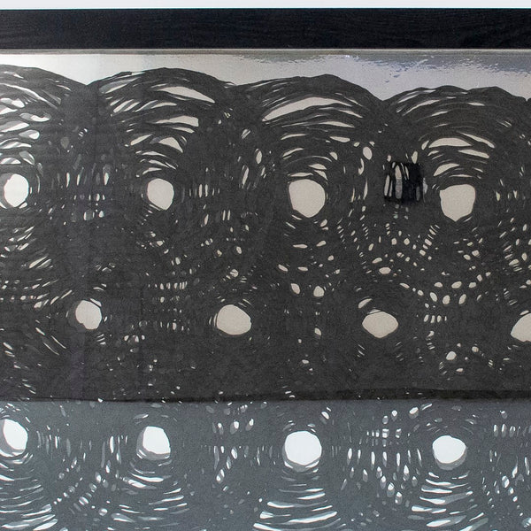 Abstract Paper Framed Art Black Paper on Metallic Background in Black Frame ZEN22640A Zentique