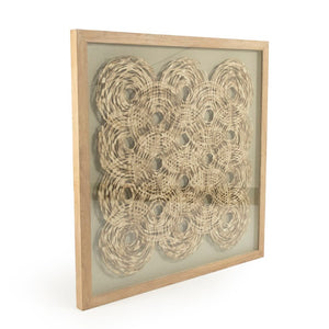 Zentique Abstract Framed Art with Textured Neutral Palette and Glass Front, 47" Square Modern Gallery Accent Piece White Paper on Tan Background in Tan Frame ZEN25133A