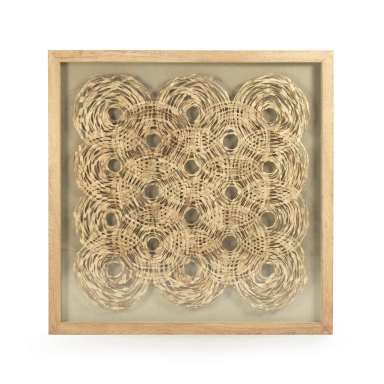 Zentique Abstract Framed Art with Textured Neutral Palette and Glass Front, 47" Square Modern Gallery Accent Piece White Paper on Tan Background in Tan Frame ZEN25133A