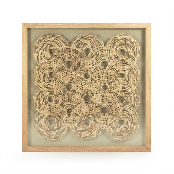 Zentique Abstract Framed Art with Textured Neutral Palette and Glass Front, 47" Square Modern Gallery Accent Piece White Paper on Tan Background in Tan Frame ZEN25133A