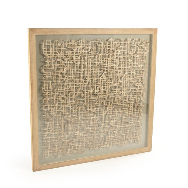 Zentique Abstract Framed Art with Textured Neutral Palette and Glass Front, 47" Square Modern Gallery Accent Piece Light Brown Paper on Tan Background in Tan Frame ZEN25133B