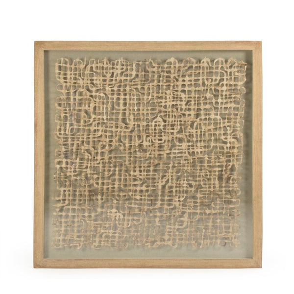 Zentique Abstract Framed Art with Textured Neutral Palette and Glass Front, 47" Square Modern Gallery Accent Piece Light Brown Paper on Tan Background in Tan Frame ZEN25133B