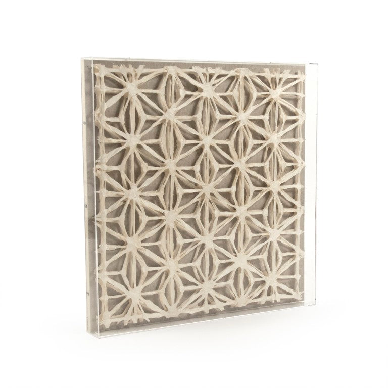 Zentique Abstract Layered Paper Acrylic Framed Art - Compact 23.5cm Square, Ready-to-Hang Modern Wall Accent for Minimalist Décor ZEN30191