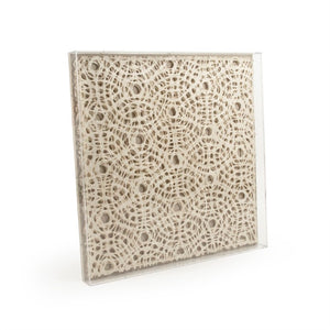 Zentique Abstract Paper Acrylic Framed Art — Minimalist Layered Texture Wall Art, Neutral MDF Frame, Compact 35.5cm square ZEN30203A