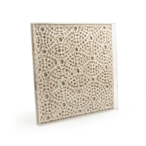 Zentique Abstract Paper Acrylic Framed Art — Minimalist Layered Texture Wall Art, Neutral MDF Frame, Compact 35.5cm square ZEN30203A
