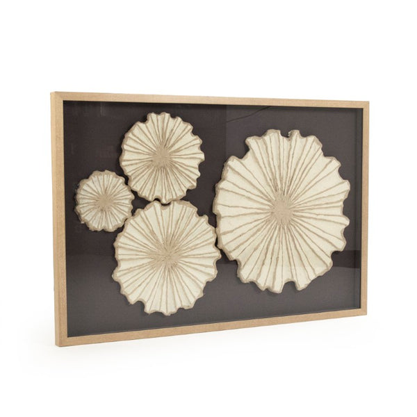 Zentique Abstract Paper Framed Art — Neutral Textured Pine Frame Wall Art 47.5x31.75" Minimalist Gallery Piece ZEN30423B