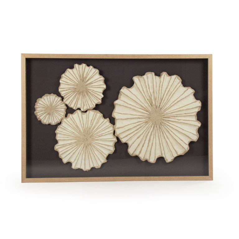 Zentique Abstract Paper Framed Art — Neutral Textured Pine Frame Wall Art 47.5x31.75" Minimalist Gallery Piece ZEN30423B