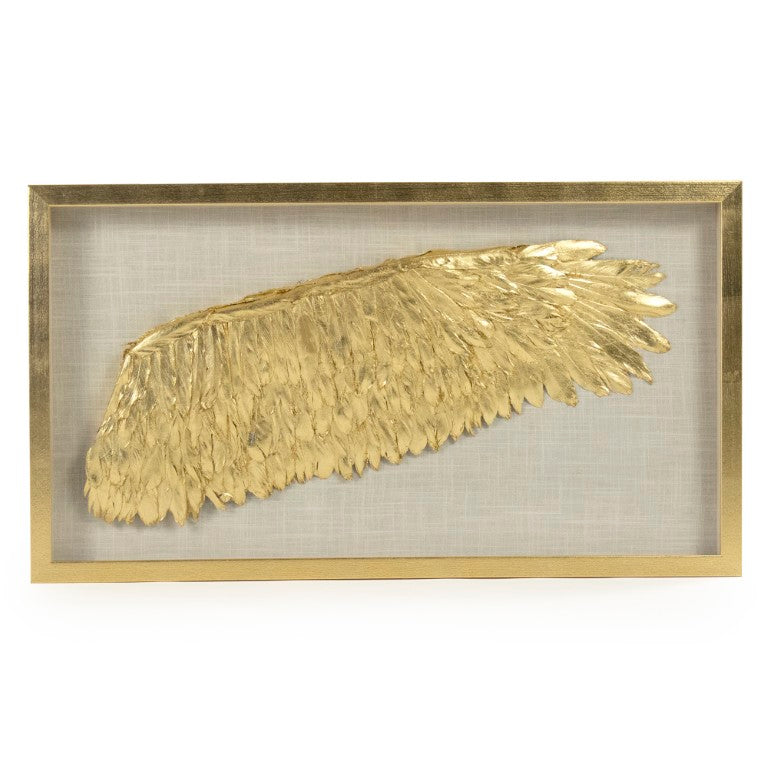 Zentique Golden Wing Frame Right-Facing ArtPine Wood with Clear Glass, Warm Gold Finish for Wall Displays (W35.5xH19.75xD1.75) ZEN30476AG