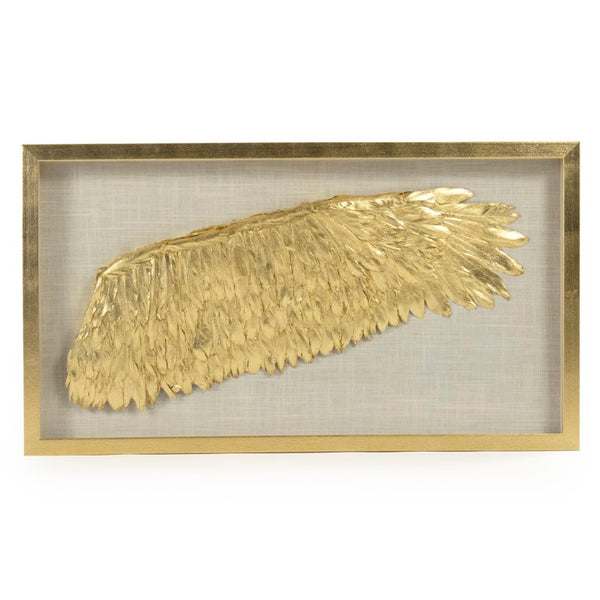 Zentique Golden Wing Frame Right-Facing ArtPine Wood with Clear Glass, Warm Gold Finish for Wall Displays (W35.5xH19.75xD1.75) ZEN30476AG