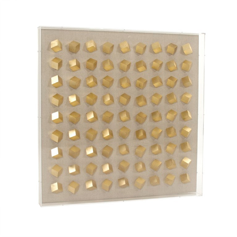 Zentique Golden Golden Cubes Acrylic Wall Art | Metallic 3D Geometric Panel, High-Gloss MDF, 35.75in Square ZEN30693A