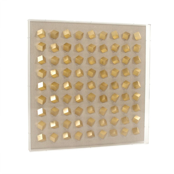 Zentique Golden Golden Cubes Acrylic Wall Art | Metallic 3D Geometric Panel, High-Gloss MDF, 35.75in Square ZEN30693A