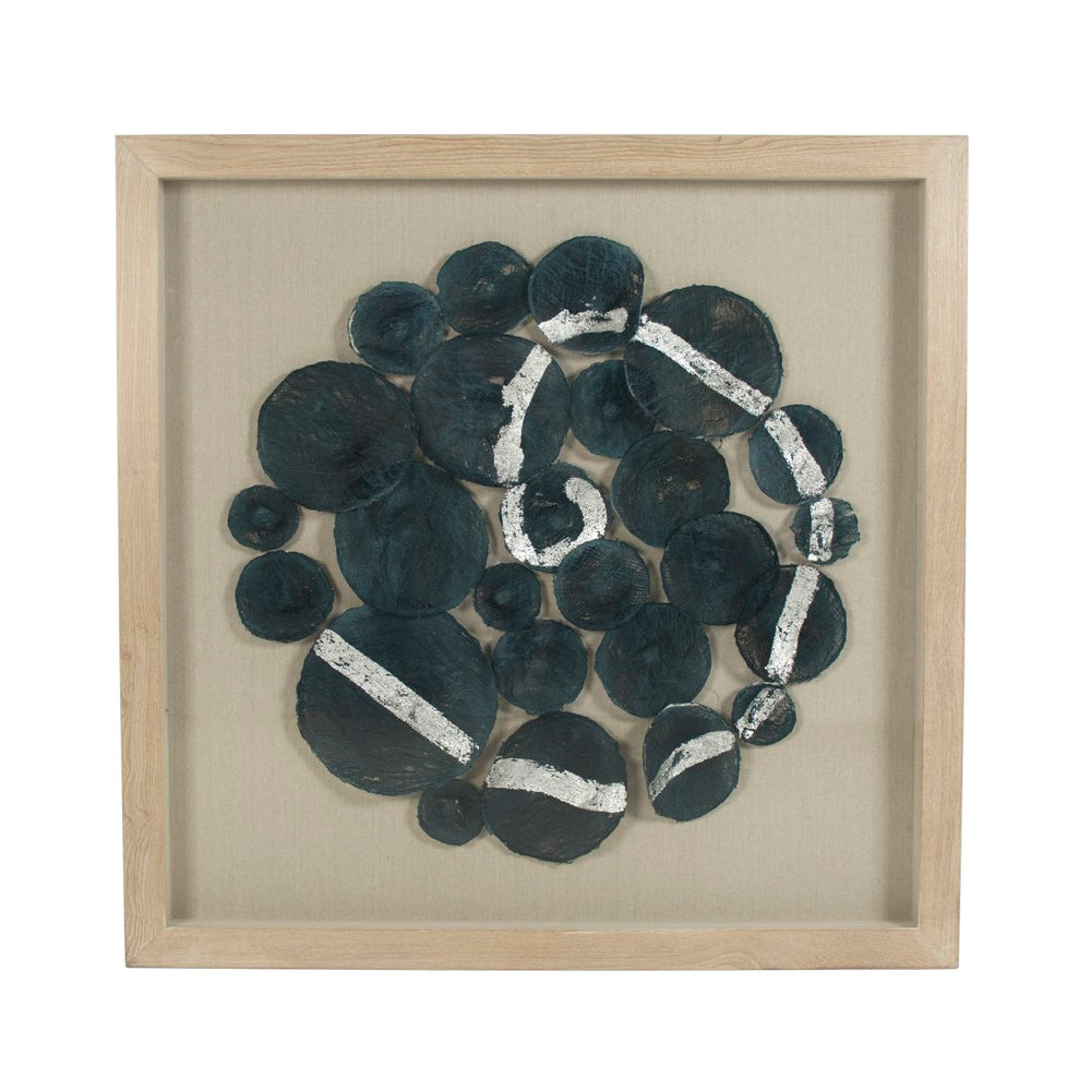 Zentique Abstract Wall Art - Stunning Blue And Silver Design In Brown Frame For Modern Home Elegance Blue And Silver Paper,Neutral Background,Brown Frame Mdf,Glass Zen35297