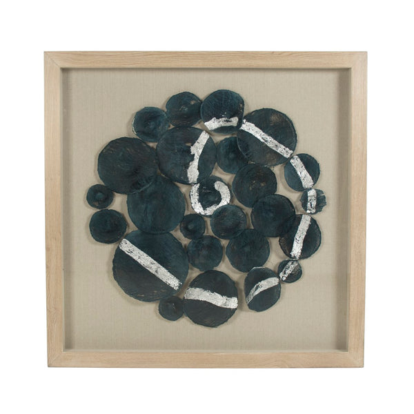 Zentique Abstract Wall Art - Stunning Blue And Silver Design In Brown Frame For Modern Home Elegance Blue And Silver Paper,Neutral Background,Brown Frame Mdf,Glass Zen35297