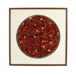 Abstract Rose Wall Art Red Roses, White Background, Brown Frame ZEN35314 Zentique