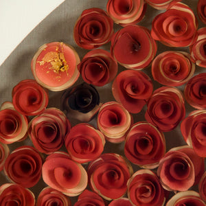 Abstract Rose Wall Art Red Roses, White Background, Brown Frame ZEN35314 Zentique