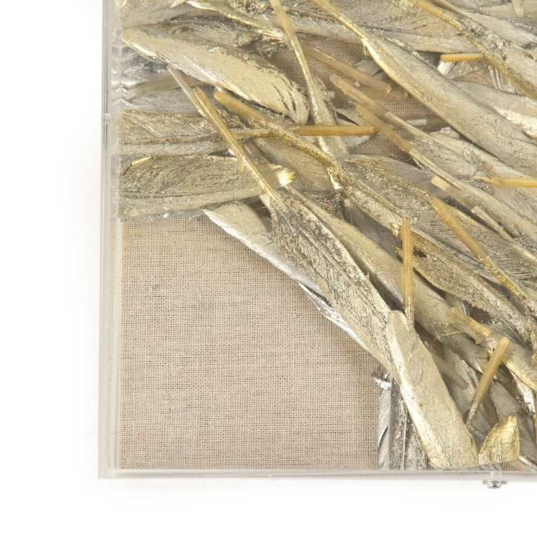 Zentique Abstract Feather Art Set of 4 Textured Acrylic Panels with Real Feather Accents for Modern Wall Decor ZEN35793