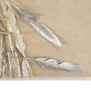 Zentique Abstract Feather Art Set of 4 Textured Acrylic Panels with Real Feather Accents for Modern Wall Decor ZEN35793