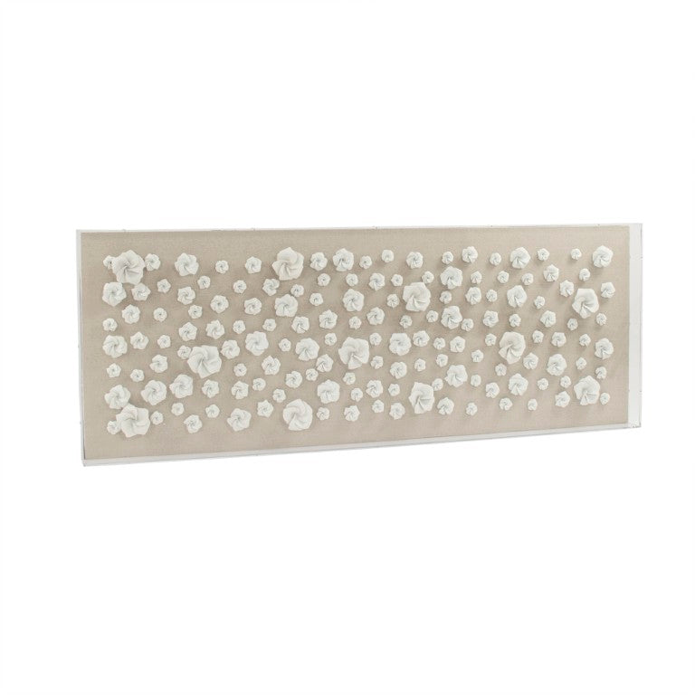Zentique Flowers Layered Acrylic & Ceramic Wall Art 62x23.75in — 3D Floral Texture, Fade-Resistant Modern Focal Piece ZEN35795