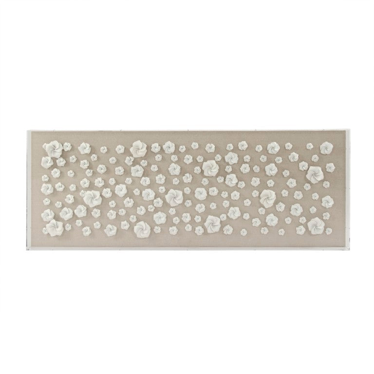 Zentique Flowers Layered Acrylic & Ceramic Wall Art 62x23.75in — 3D Floral Texture, Fade-Resistant Modern Focal Piece ZEN35795