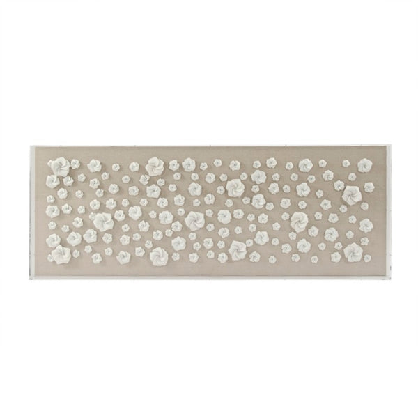 Zentique Flowers Layered Acrylic & Ceramic Wall Art 62x23.75in — 3D Floral Texture, Fade-Resistant Modern Focal Piece ZEN35795