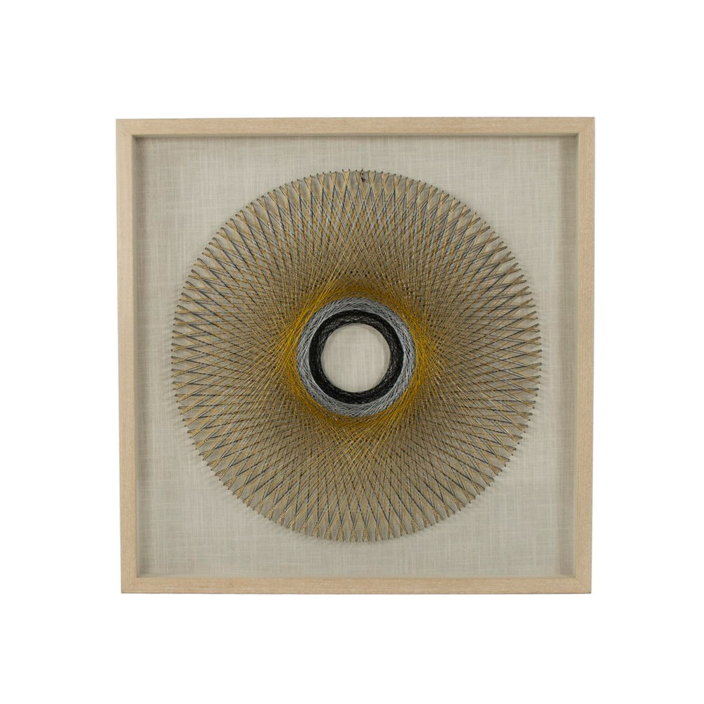 Abstract String Wall Art Sivler, Black and Gold Strings, Natural Linen ZEN36215 Zentique