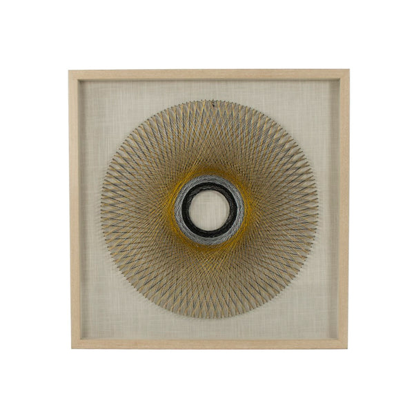 Abstract String Wall Art Sivler, Black and Gold Strings, Natural Linen ZEN36215 Zentique