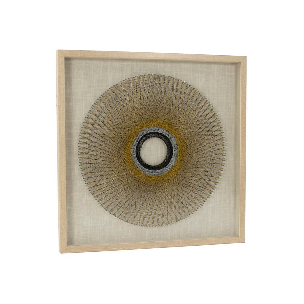 Abstract String Wall Art Sivler, Black and Gold Strings, Natural Linen ZEN36215 Zentique