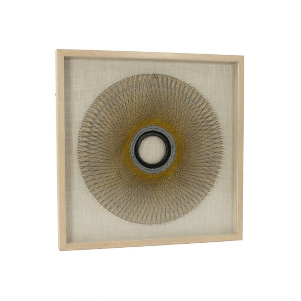 Zentique Abstract String Wall Art—Geometric Pine Frame with Glass, Intricate Layered String Texture, Ready-to-Hang Decor (31.5") ZEN36215