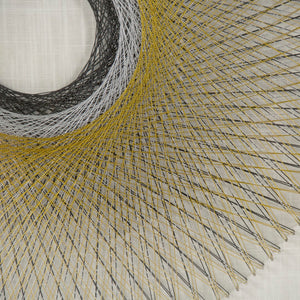 Abstract String Wall Art Sivler, Black and Gold Strings, Natural Linen ZEN36215 Zentique