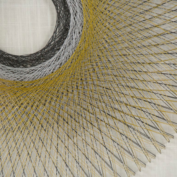 Zentique Abstract String Wall Art—Geometric Pine Frame with Glass, Intricate Layered String Texture, Ready-to-Hang Decor (31.5") ZEN36215