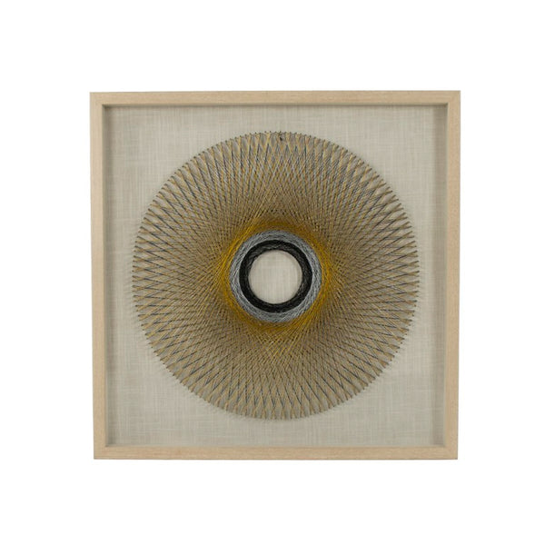 Zentique Abstract String Wall Art—Geometric Pine Frame with Glass, Intricate Layered String Texture, Ready-to-Hang Decor (31.5") ZEN36215