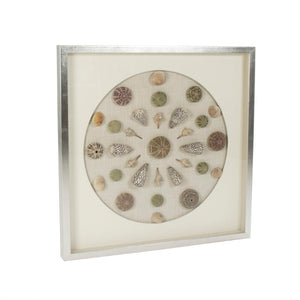 Zentique Abstract Shell Wall Art: Handcrafted Pine Panel with Real Shells & Glass Inlays for Coastal Texture and Shine W31.5 x H31.5 x D3 ZEN36706