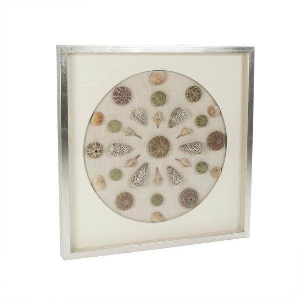 Zentique Abstract Shell Wall Art: Handcrafted Pine Panel with Real Shells & Glass Inlays for Coastal Texture and Shine W31.5 x H31.5 x D3 ZEN36706