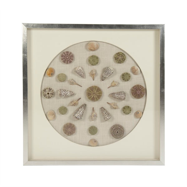 Zentique Abstract Shell Wall Art: Handcrafted Pine Panel with Real Shells & Glass Inlays for Coastal Texture and Shine W31.5 x H31.5 x D3 ZEN36706