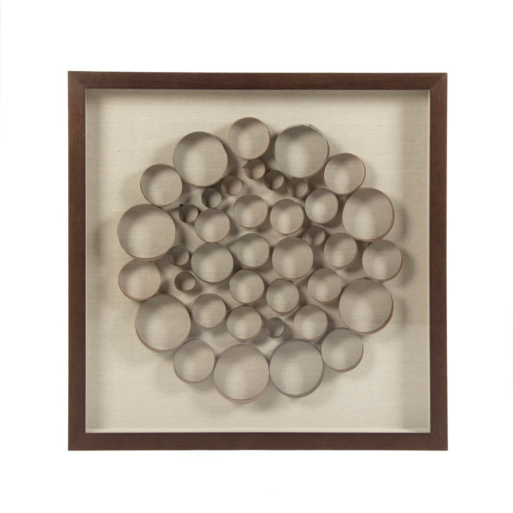 Zentique Abstract Circles Wall Art – Modern Design In Pine Wood Frame To Elevate Your Home Decor Aesthetics Tan,Natural Linen Pine Wood Frame,Fir Wood,Glass Zen36708