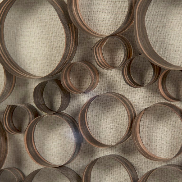 Zentique Abstract Abstract Circles Wall Art with Layered Concentric Design, Pine Frame & Tempered Glass Ready to Hang (23.5") Brown, Natural Linen ZEN36709