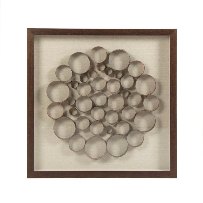 Zentique Abstract Abstract Circles Wall Art with Layered Concentric Design, Pine Frame & Tempered Glass Ready to Hang (23.5") Brown, Natural Linen ZEN36709