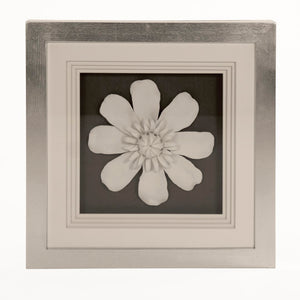 Flower Wall Art White, Black, Silver Frame ZEN37095B Zentique