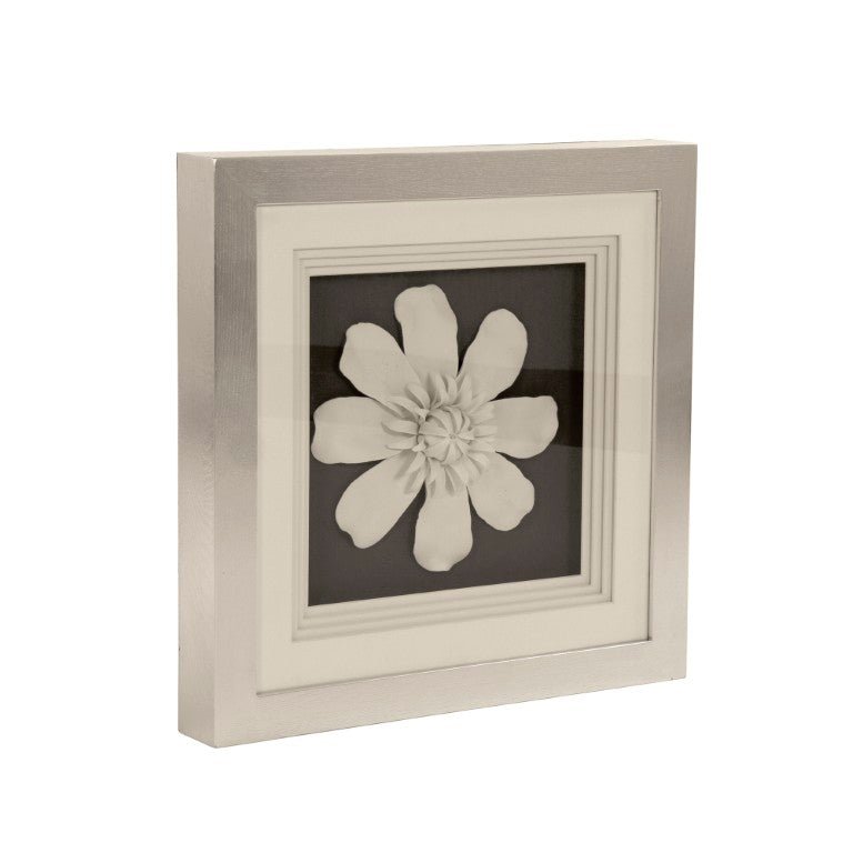 Zentique Flower Ceramic Wall Art 3D Floral Accent with Glass Details, 23.5" Square MDF Backing, Hand-Painted Finish ZEN37095B