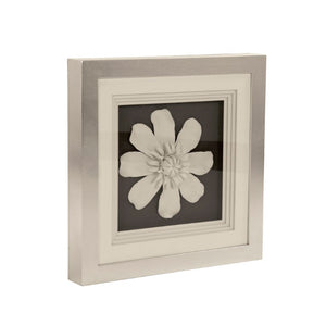 Zentique Flower Ceramic Wall Art 3D Floral Accent with Glass Details, 23.5" Square MDF Backing, Hand-Painted Finish ZEN37095B