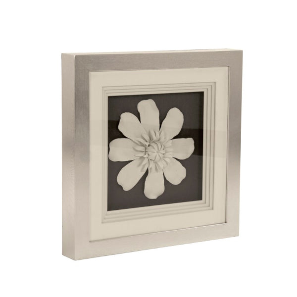 Zentique Flower Ceramic Wall Art 3D Floral Accent with Glass Details, 23.5" Square MDF Backing, Hand-Painted Finish ZEN37095B