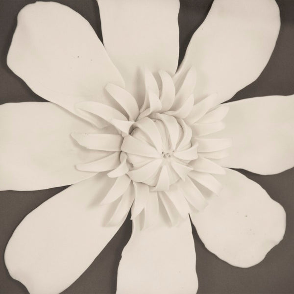 Zentique Flower Ceramic Wall Art 3D Floral Accent with Glass Details, 23.5" Square MDF Backing, Hand-Painted Finish ZEN37095B