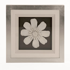 Zentique Flower Ceramic Wall Art 3D Floral Accent with Glass Details, 23.5" Square MDF Backing, Hand-Painted Finish ZEN37095B