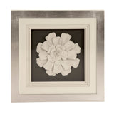 Flower Wall Art White, Black, Silver Frame ZEN37095C Zentique